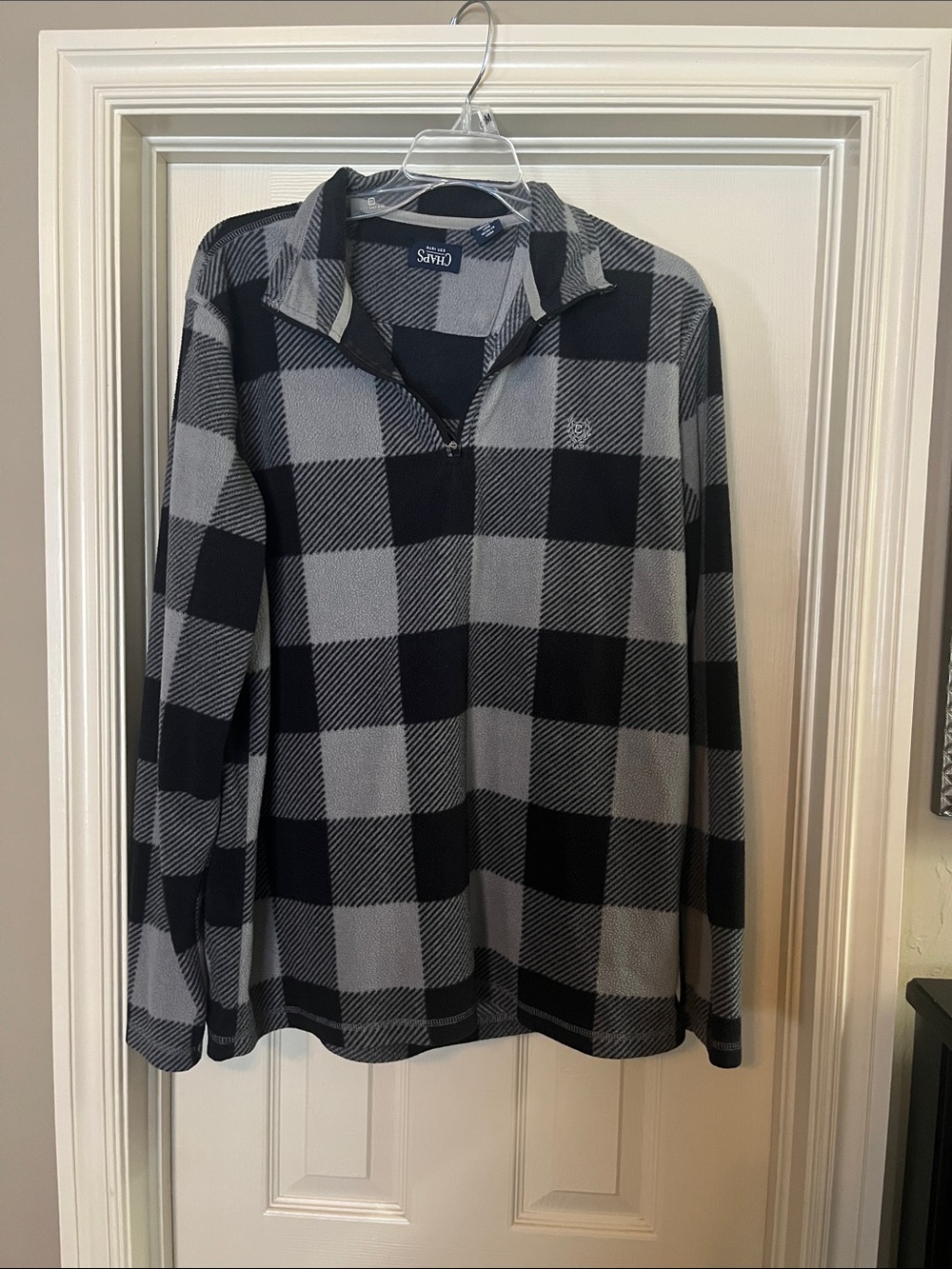 Chaps Black & Gray Buffalo Plaid Half-Zip Pullover